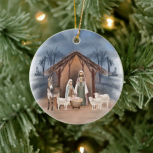 Décoration En Céramique Baby Jesus in the Manger Nativité Céramique Orna