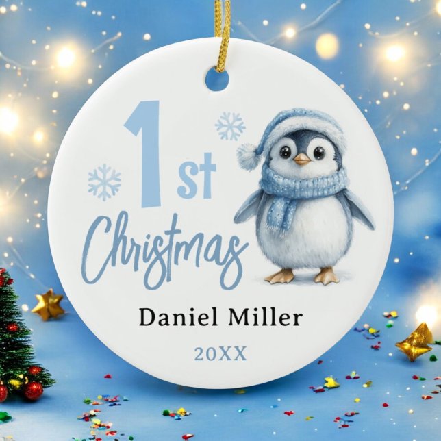 Décoration En Céramique Baby Penguin Garçon Premier Noël 2024 (Créateur téléchargé)