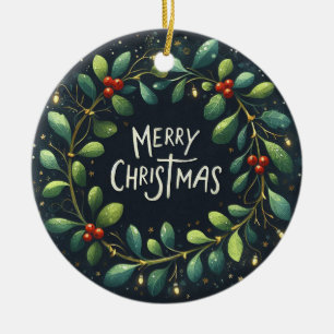 Décoration En Céramique Baby Photo Mistletoe de Noël Wreath