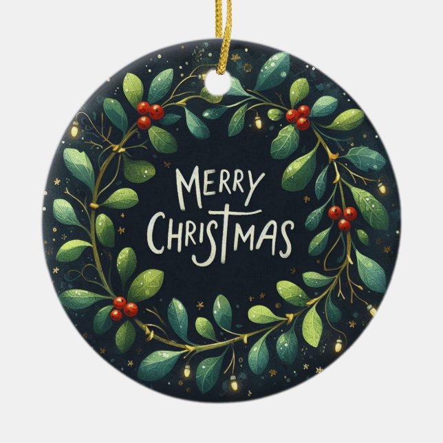 Décoration En Céramique Baby Photo Mistletoe de Noël Wreath (Devant)