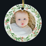 Décoration En Céramique Baby Photo Ornament - First Christmas<br><div class="desc">Baby Photo Ornament - First Christmas</div>