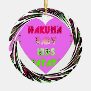 Décoration En Céramique Baby Pink Hearts Hakuna Matata Baby Kids Design.p