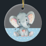 Décoration En Céramique Baby shower éléphant garçon bleu<br><div class="desc">Boy Elephant Baby shower Bleu céramique ornement</div>