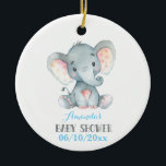 Décoration En Céramique Baby shower éléphant garçon bleu et gris<br><div class="desc">Boy Elephant Baby shower Bleu et gris céramique ornement</div>