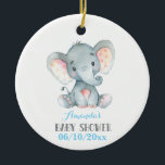 Décoration En Céramique Baby shower éléphant garçon bleu et gris<br><div class="desc">Boy Elephant Baby shower Bleu et gris céramique ornement</div>