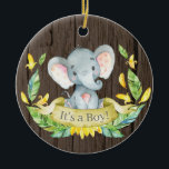 Décoration En Céramique Baby shower éléphant garçon rustique Jaune<br><div class="desc">Boy Rustique Elephant Baby shower Jaune en céramique Ornement</div>