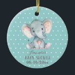 Décoration En Céramique Baby shower Eléphant Turquoise et gris<br><div class="desc">Baby shower Eléphant mignon Ornement en céramique Turquoise et grise</div>