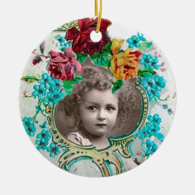 Décoration En Céramique BABY SHOWER Monogram Blue Aquamarine PhotoTemplate (Devant)