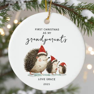 Décoration En Céramique Baby's First Christmas As My Grandparents Hedgehog