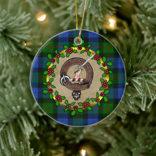 Décoration En Céramique Badge Clan Gunn & Tartan - Noël personnalisé