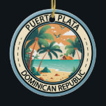Décoration En Céramique Badge de cabane de Puerto Plata République Dominic<br><div class="desc">Le design vectoriel de Puerto Plata. San Felipe de Puerto Plata est la capitale de la province de Puerto Plata sur la côte nord atlantique de la République dominicaine. La ville est surtout connue pour ses plages.</div>