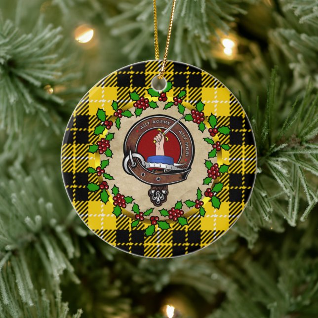 Décoration En Céramique Badge de clan Barclay & Noël Tartan Personnalisé (Arbre)