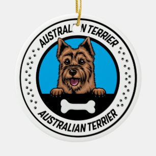 Décoration En Céramique Badge d'illustration de Terrier Peeking en Austral