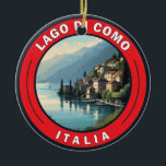 Décoration En Céramique Badge Lago di Como Italie<br><div class="desc">Design vectoriel du lac de Côme. Le lac de Côme,  situé dans la région de Lombardie,  dans le nord de l'Italie,  est une station balnéaire haut de gamme connue pour ses paysages spectaculaires,  située au pied des Alpes.</div>