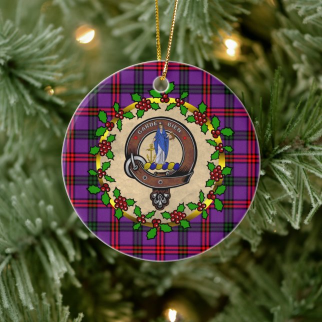 Décoration En Céramique Badge Montgomery & Tartan Noël personnalisé (Arbre)