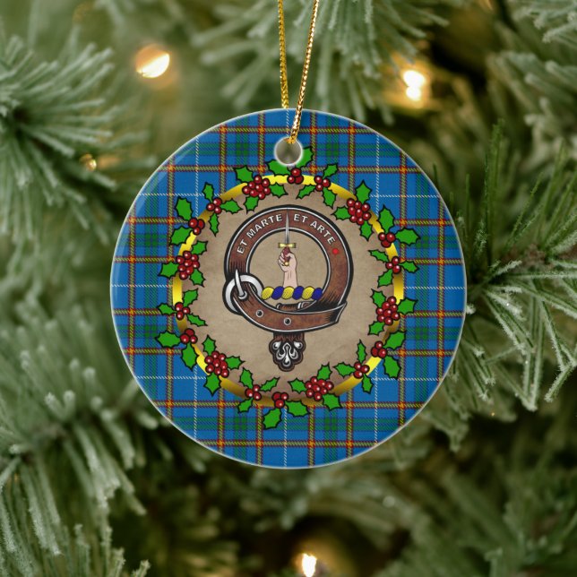 Décoration En Céramique Bain Clan Badge & Tartan Personnalisé Noël (Arbre)