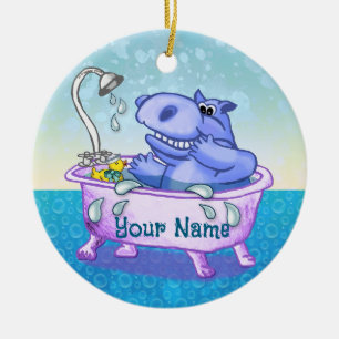 Décoration En Céramique Bain d'Hippopotame Heureux