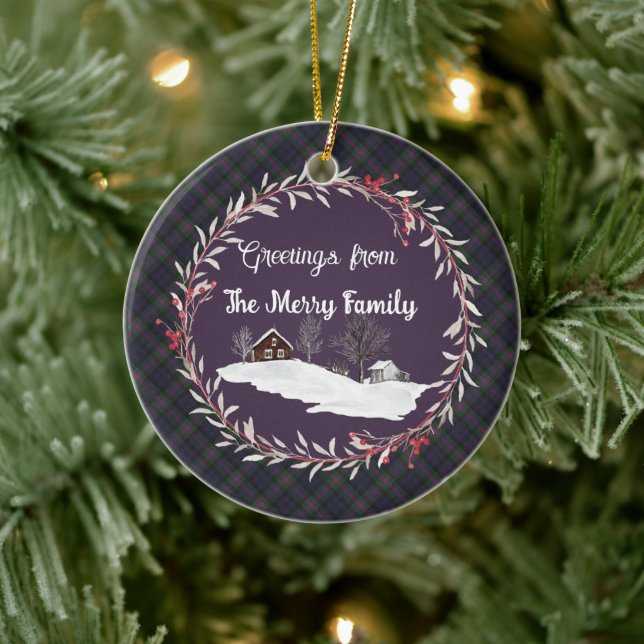 Décoration En Céramique Baird Patiné Tartan écossais (Arbre)