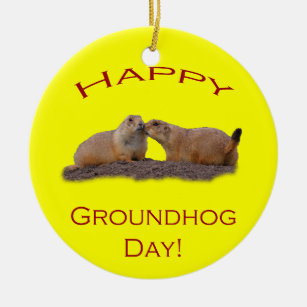 Décoration En Céramique Baiser heureux de jour de Groundhog