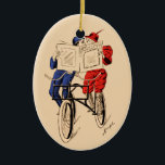 Décoration En Céramique Baisers tandem vintages de lecture de couples de<br><div class="desc">Cette image était à l'origine une partie d'une copie 1896 d'un couple sur des baisers tandem de bicyclette. Aujourd'hui ils montent leur manière dessus aux produits parfaits pour la maison,  le bureau et le voyage dans l'intervalle.</div>