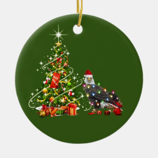 Décoration En Céramique BALD EAGLE With Hat Scaft Christmas (Devant)