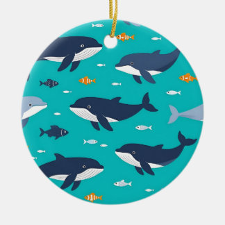 Décoration En Céramique Baleines Dauphins Motif Océan