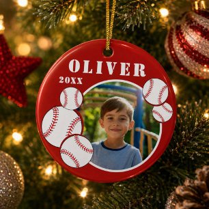 Décoration En Céramique Balle de baseball personnalisée rouge Photo de spo
