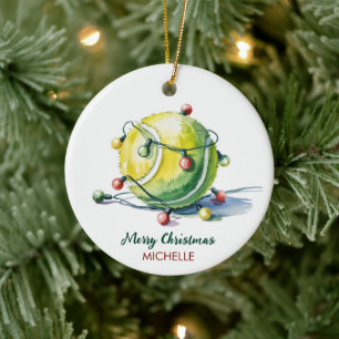 Décoration En Céramique Balle de tennis avec chapeau de Père Noël Noël per