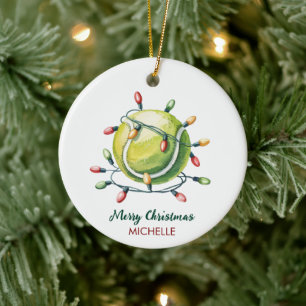 Décoration En Céramique Balle de tennis avec chapeau de Père Noël personna