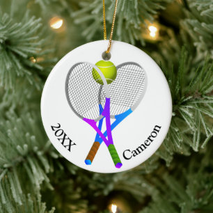 Décoration En Céramique Balle de tennis et raquettes de Noël