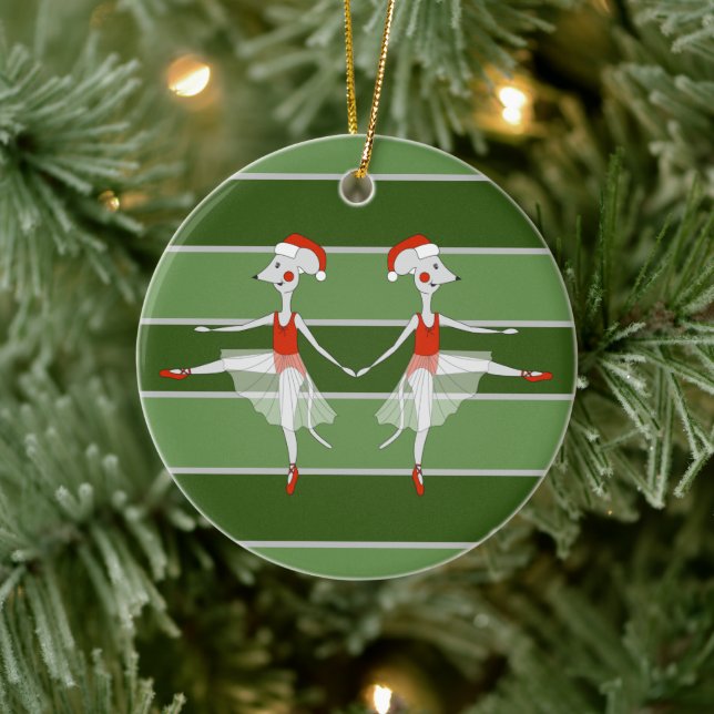 Décoration En Céramique Ballerina Mice Twins spécial Noël (Arbre)