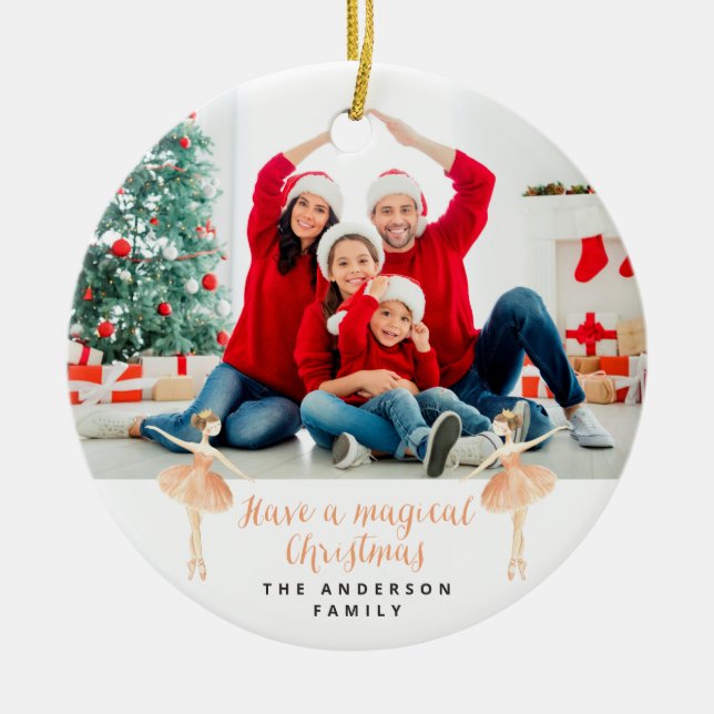 Décoration En Céramique ballerine aquarelle botanique joli Noël (Devant)