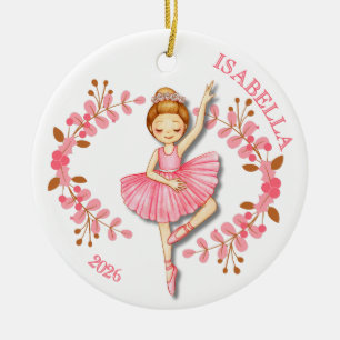 Décoration En Céramique Ballerine rousse en rose