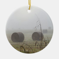 Balles De Foin Dans Le Fog