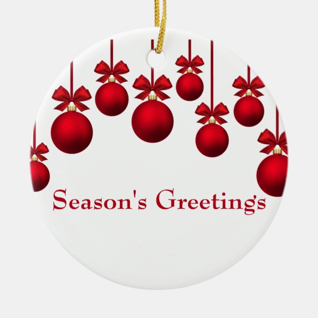 Décoration En Céramique Balles de Noël rouges de Noël avec ruban (Devant)