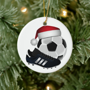 Décoration En Céramique Ballon de football et chaussure de Noël