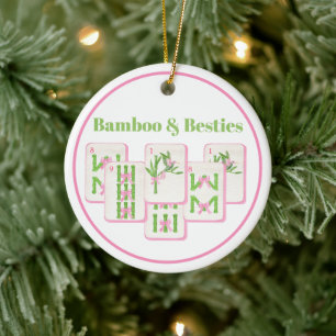 Décoration En Céramique Bamboo & Besties Mahjong Tuiles Roses et Vertes