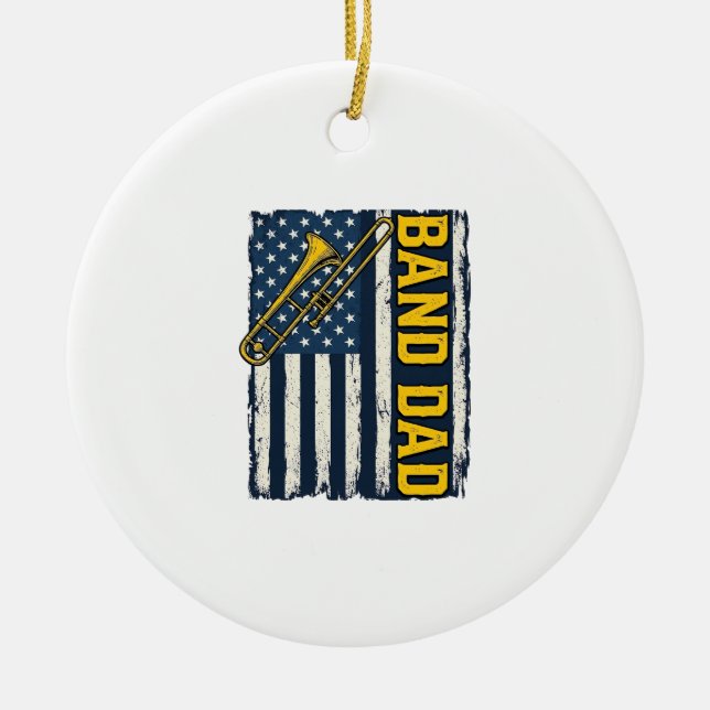 Décoration En Céramique Band Dad Trombone American Flag Vintage Shirt Desi (Devant)