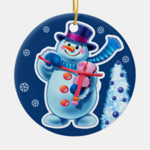 Décoration En Céramique Bande de musique de bonhomme de neige d'ornement