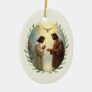 Décoration En Céramique Baptême du Seigneur Paix et Bénédictions de Dieu