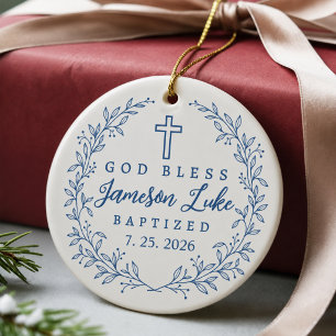 Décoration En Céramique Baptême personnalisé Dieu bénisse le bébé prénom