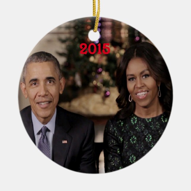Décoration En Céramique Barack et Michelle 2015 - Ornament (Devant)