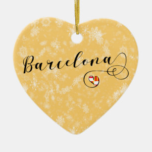 Décoration En Céramique Barcelona Heart, Christmas Tree Ornament