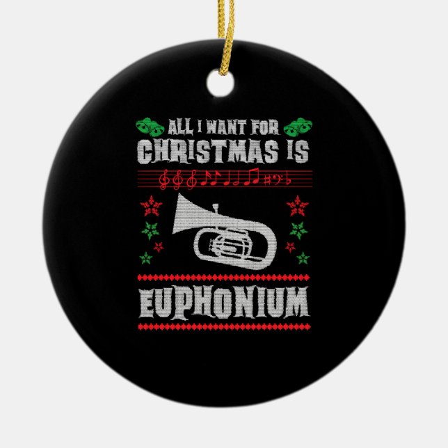 Décoration En Céramique Baritone Euphonium laide style pull de Noël (Devant)