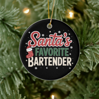 Décoration En Céramique Barman préféré du Père Noël Chaussette de Noël Noë