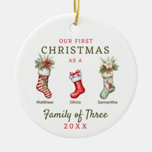 Décoration En Céramique Bas Famille de trois premiers Noël