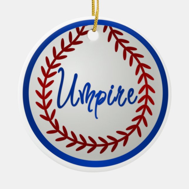 Décoration En Céramique Base-ball avec les points et l'arbitre rouges (Devant)