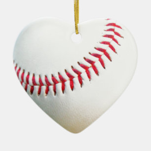 Décoration En Céramique Baseball blanc avec couture rouge