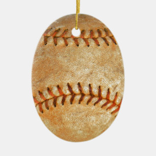 Décoration En Céramique Baseball Blanc Vintage couture rouge