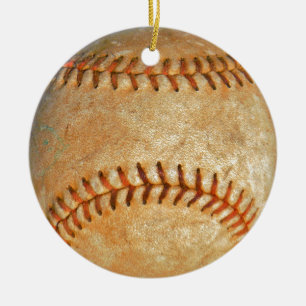 Décoration En Céramique Baseball Blanc Vintage couture rouge